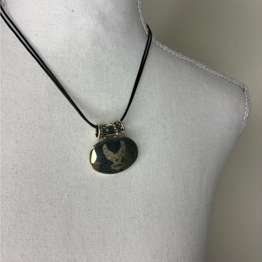 Vintage Silver Toned Motorcycle Chunky Pendant. Y2K